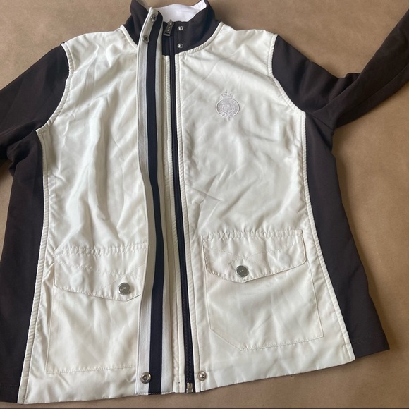 Lauren Ralph Lauren Active Women's Size Petite Med Track Jacket Off White/Brown - Picture 6 of 15